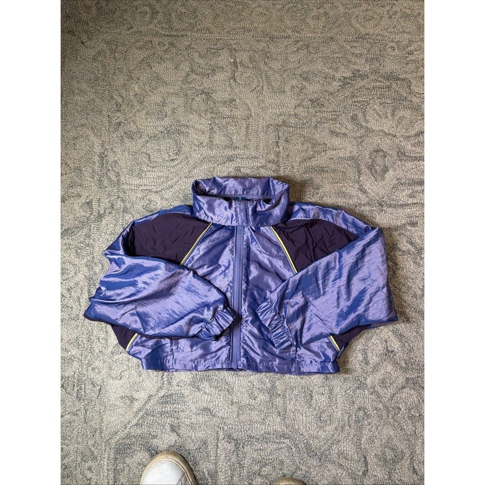 Old Navy Girls Purple Metallic Cropped Jacket with Contrast Trim Size 8 Medium
